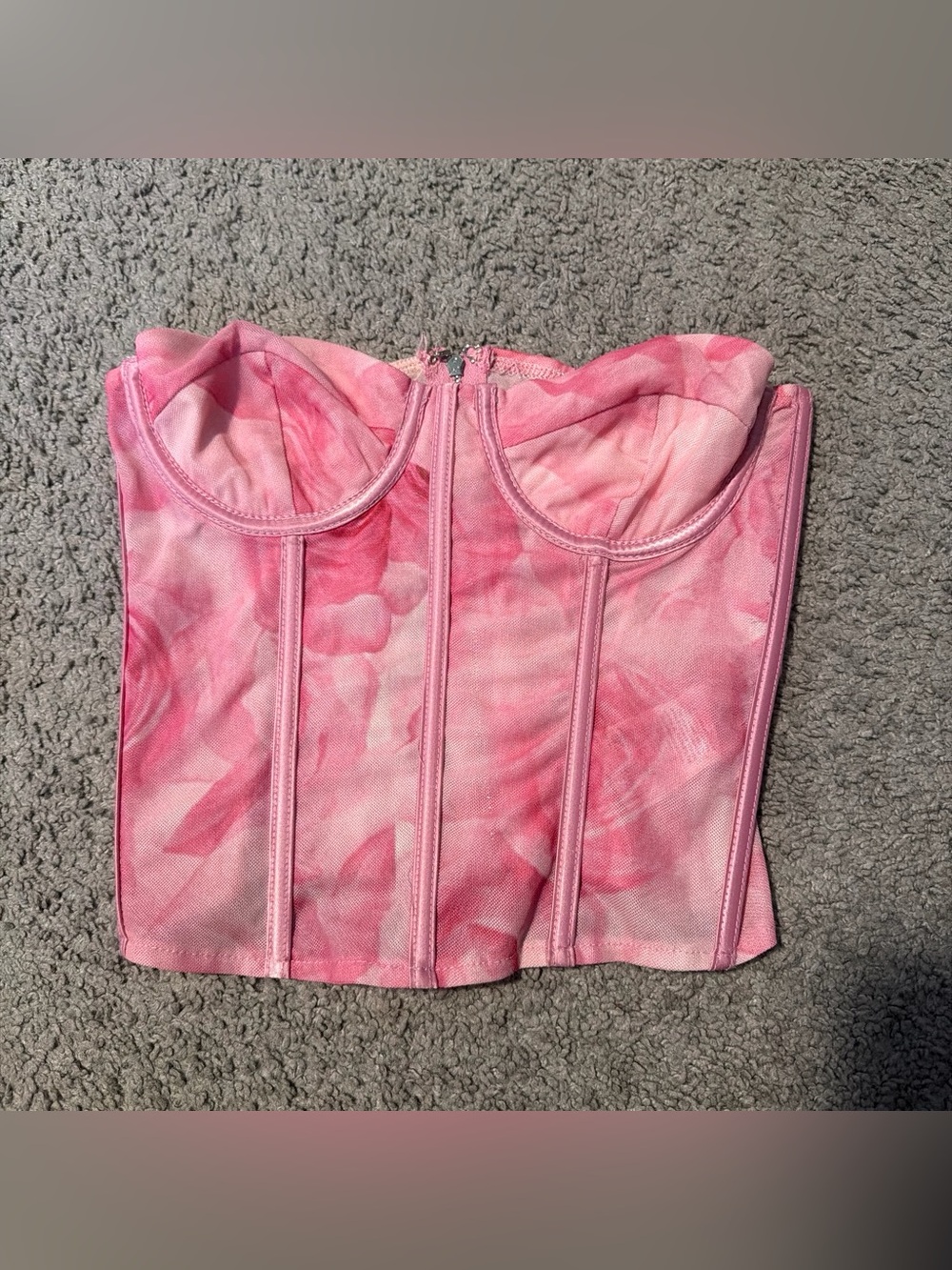 Edikted Pink Floral Bustier Corset Top